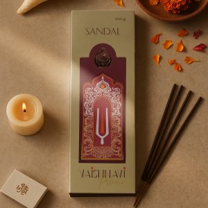 Ramakrishna Math (MSSK) | Vaishnavi Sandal Incense Sticks, 100 g, Pack of 68 Sticks