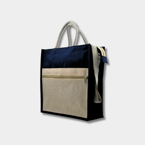 Jute Office Bag-Navy Blue